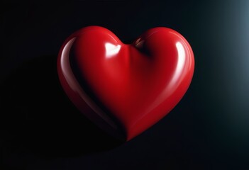 Wall Mural - A red heart-shaped object on a dark red surface against a black background