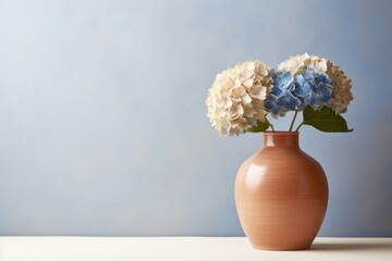 Sticker - Terracotta vase hydrangea flower plant.