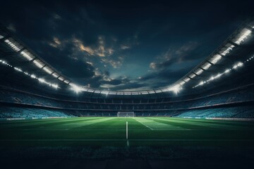 Canvas Print - Empty sports stadium football field architecture.