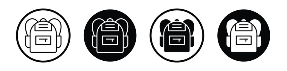 Wall Mural - School bag vector icon set black filled and outlined style.