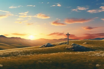 Canvas Print - Landscape cross sunlight outdoors.