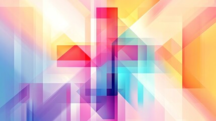 Wall Mural - Abstract geometric background with overlapping shapes creating colorful pattern