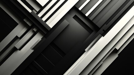 Abstract black and white geometric pattern forming three dimensional shapes