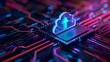 © Tackey - Futuristic digital representation of cloud computing, data storage integration with advanced microchip technology. Innovative tech in vibrant hues.