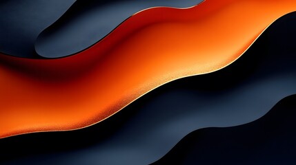 Wall Mural - A black and orange wave with a gold stripe