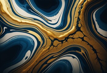 Wall Mural - abstract liquid acrylic painting with gold veins on black background,