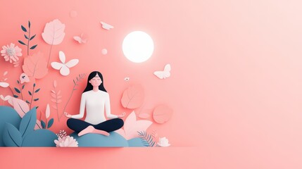 Poster - A young woman meditating peacefully, symbolizing inner growth and self discovery.