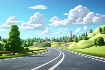 Canvas Print - Freeway landscape outdoors highway.