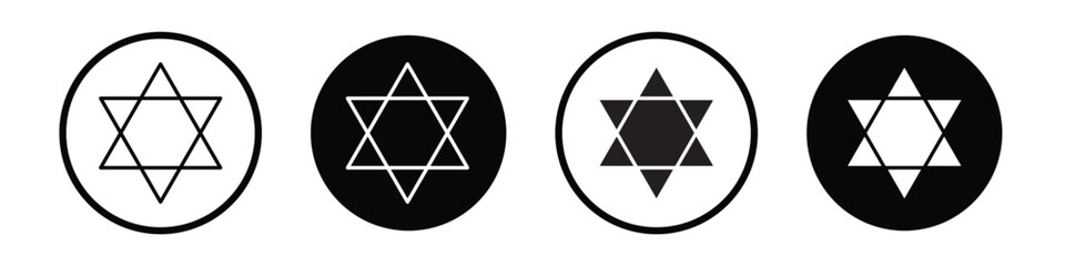 Wall Mural - Star of David vector icon set black filled and outlined style.