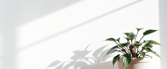 Poster - Plant in a Pot with a White Wall Background