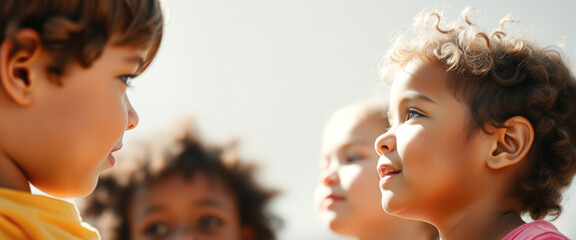 Canvas Print - Two children looking at each other