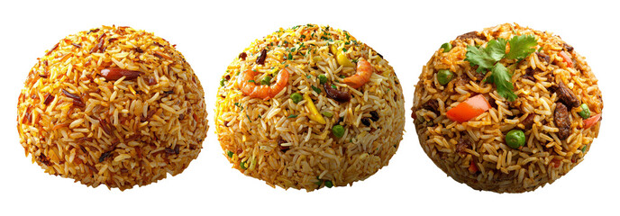 Traditional Asian fried rice set isolated on transparent background