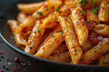 Wall Mural - A bowl of pasta with red sauce and Parmesan cheese