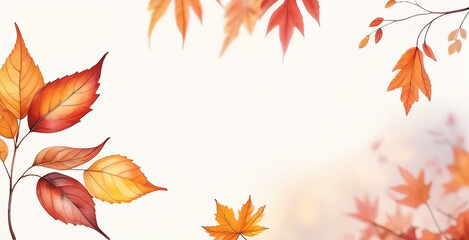 Wall Mural - Frame of beautiful colorful autumn leaves.