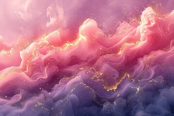 Wall Mural - A pink and purple cloud with gold glitter