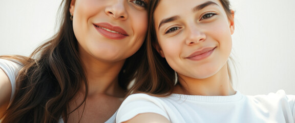 Canvas Print - Close-up portrait of a mother and daughter smiling