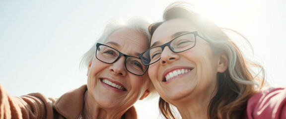 Sticker - Mother and daughter smiling together