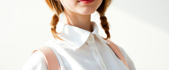 Poster - Close Up of a Woman in a White Shirt and Braids