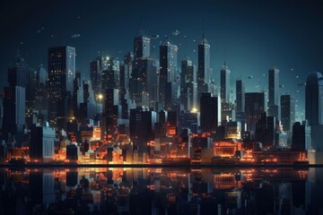 Wall Mural - Night city architecture metropolis.