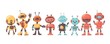 © Dalibor - Cute cartoon robots waving, colorful and playful design for kids.
