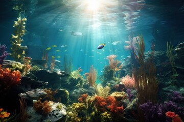 Wall Mural - Underwater aquarium outdoors nature.