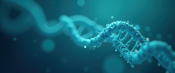 Wall Mural - abstract dna double helix, blue scientific microscopic background, genetic research concept