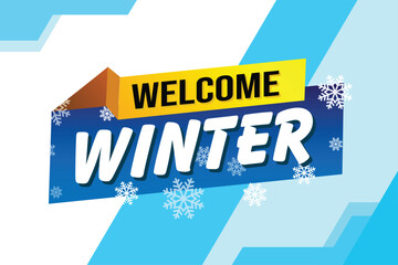 welcome winter word text concept icon logo sign symbol vector note blue style for use landing page, template, social media, web, mobile app, poster, banner, flyer, background, gift card, coupon

