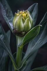 A single yellow tulip in bloom, set against a dark background. This image captures the delicate beauty of nature in an unexpected setting.