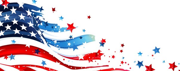 Wall Mural - Waving American Flag with Scattered Stars