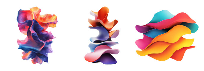 Wall Mural - Abstract fluid shapes set isolated on transparent background