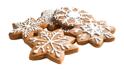 Png set gingerbread cookies made at home, photographed on a transparent background showcasing homemade baking, isolated on white background