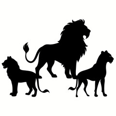 Wall Mural - set of lion silhouette