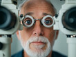 © zphoto83 - An elderly man undergoing an eye examination in an optometry office using a phoropter at midday