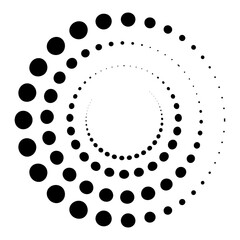 Wall Mural - halftone dotted speed lines circle. geometric art in circle form. round swirl movement symbol. halft