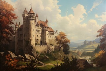 Canvas Print - Castle painting castle art.