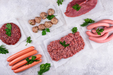 Assortment of different vegan plant based meat