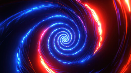 Wall Mural - blue vortex of glowing circles, swirling energy pattern in dark space