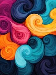 Poster - Vibrant and Captivating Abstract Doodle Art Featuring Dynamic Swirls and Waves in a Fluid Harmonious Composition  Minimalist and Modern Digital Perfect for Backgrounds Designs and Creative Projects