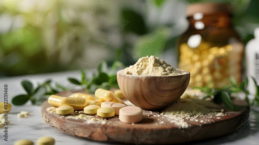 All Powder Ingredients Natural Superfood Powder Ingredients on Rustic Wooden Table Stock Photo ...