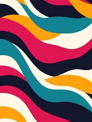 Wall Mural - Captivating abstract background featuring a mesmerizing wavy grid pattern with overlapping retro inspired colored lines that create a dynamic and flowing visual effect perfect for digital art