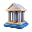 © swillklitch - 3D courthouse with columnt icon with plastic style. Isolated museum or bank with pillars sign as a design element