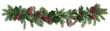 © paweena - Festive Christmas garland with pine cones, green needles, and red berries, perfect for holiday decoration and seasonal celebrations.