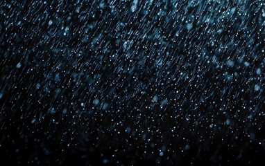 Wall Mural - Falling raindrops isolated on dark background. Heavy rain and weather storm in raining season.