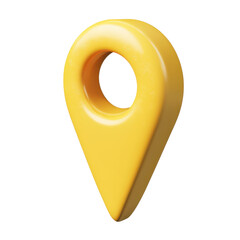 Wall Mural - yellow 3d location pin icon for map marking and navigation purposes. geometric design with a vibrant