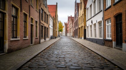 Wall Mural - Cobblestone Street in a Quaint European Town