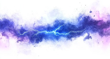 Aufkleber - An abstract background with blue lightning, power energy charge, and a blitz effect. Night storm flash, storm. Thunder shock isolated. Digital art dynamic illustration. PNG.