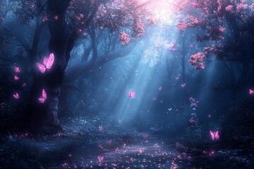 Aufkleber - The magical forest clearing is filled with enchanting creatures and shimmering pixie dust