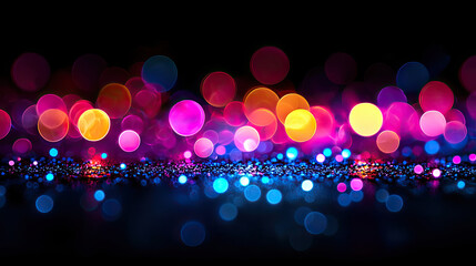 Vibrant bokeh effect with colorful lights creating a mesmerizing background for design and creative projects.