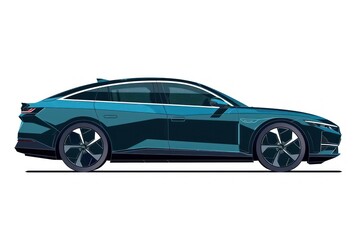 Wall Mural - Modern electric sedan illustration