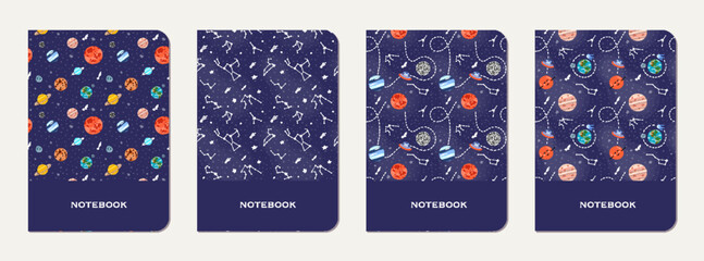 Wall Mural - note book cover design. cosmic pattern for kids.